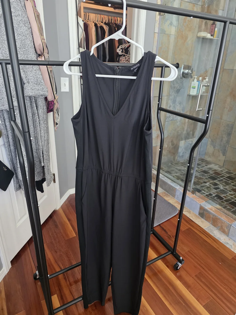 Athleta Black Active Jumpsuit - Size 6 - Picture 1 of 4